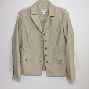 Talbots Khaki Tan Button Front Casual Blazer Safari Jacket 4 Petite